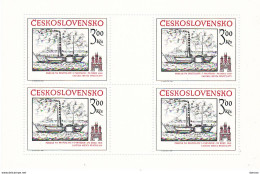 TCHECOSLOVAQUIE 1982 Brattislava, Bateau à Vapeur FEUILLE DE 4 Yvert 2499, Michel 2677 KB NEUF** MNH - Unused Stamps