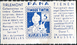 HERGE Bon Avec Un Timbre Tintin D'une Valeur De 5 Points;sucre De Tirlemont! Neuf! - Andere & Zonder Classificatie