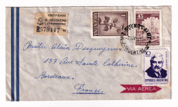 Argentina Certificado 1966 Buenos Aires Argentine Lettre Recommandée Pour Bordeaux Gironde Via Aera Lassalle Barrère - Storia Postale