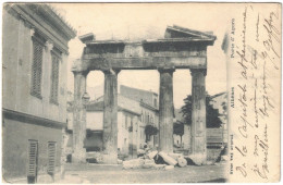 Grèce - Athènes - Porte D'Agora - Carte Postale Pour La France - 1906 - Brieven En Documenten