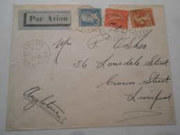 France Poste Aerienne , Lettre De Niçe 1932 Pour Liverpool - 1927-1959 Lettres & Documents