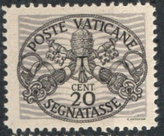 Vatican 1945, Postage Due 20c With Wide Grey Lines 1 Value Mi P8-xII  MNH - Postage Due