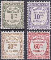 Monaco Taxe 1924-25 YT 13-14-15-16 Neufs - Strafport