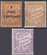 Monaco Taxe 1926-43 YT 17-18-19 Neufs - Segnatasse
