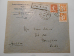 France Poste Aerienne , Lettre  De Limoges 1933 Pour Berks - 1927-1959 Covers & Documents