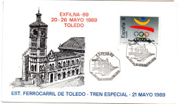 Carta Con Matasellos Commemorativo De  Exfilna Tren Especial Madrid- Toledo - Cartas & Documentos