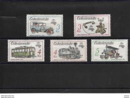 TCHECOSLOVAQUIE 1987 Camionnette, Téléphone, Locomotive, Tramway, Rouleau Yvert 2722-2726 NEUF** MNH Cote 6 Euros - Ungebraucht