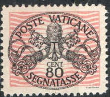 Vatican 1945, Postage Due 80c With Wide Rosa Lines 1 Value Mi P9-xII  MNH - Segnatasse