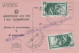 AVVISO RICEVIMENTO 1953 2X10 TIMBRO VITERBO (XT3684 - 1946-60: Marcophilia