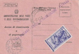 AVVISO RICEVIMENTO 1953 20 TIMBRO VITERBO (XT3688 - 1946-60: Poststempel