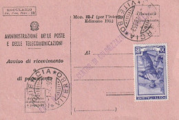 AVVISO RICEVIMENTO 1953 20 TIMBRO VITERBO (XT3689 - 1946-60: Marcofilia