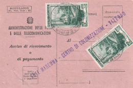 AVVISO RICEVIMENTO 1953 2X10 TIMBRO VITERBO (XT3680 - 1946-60: Marcofilie