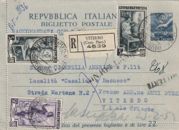FRONTESPIZIO BIGLIETTO POSTALE L.20+50+2X5 TIMBRO VITERBO (XT3534 - Stamped Stationery