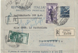 FRONTESPIZIO BIGLIETTO POSTALE L.20+50+10 TIMBRO VITERBO (XT3532 - Stamped Stationery