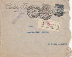 ASSICURATA 1916 C.45+C.20 SS 15 CREDITO ITALIANO PERFIN (XT3447 - Marcofilie