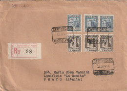 RACCOMANDATA 1946 ANDORRA SPAGNOLA 3X5+3X60 DIRETTA ITALIA (XT3365 - Storia Postale