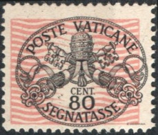 Vatican 1945, Postage Due 80c With Wide Rosa Lines 1 Value Mi P9-xII  MNH - Portomarken