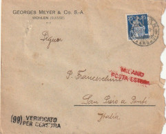 LETTERA SVIZZERA 1916 25 PERFIN TIMBRO AARGAU (XT3223 - Covers & Documents