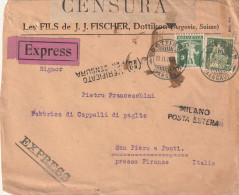 ESPRESSO SVIZZERA 1916 5+502 PERFIN TIMBRO AARGAU (XT3222 - Storia Postale