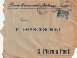 LETTERA 1915 C.20 SS 15 BANCA COMMERCIALE - PERFIN - SS SPOSTATA (XT3232 - Marcofilie