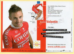 Cyclisme : Tristan VALENTIN – Equipe COFIDIS 2007 – Format 20 X 14 Cm (signature Imprimée Sur La Carte) - Radsport