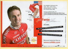 Cyclisme : Tyler FARRAR – Equipe COFIDIS 2007 – Format 20 X 14 Cm (signature Imprimée Sur La Carte) - Radsport