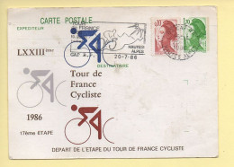 Cyclisme : Tour De France 1986 : Oblitération Jour De La Course Sur Carte Du Tour De France étape De GAP - Radsport