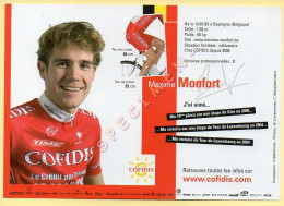 Cyclisme : Maxime MONFORT – Equipe COFIDIS 2007 – Format 20 X 14 Cm (signature Imprimée Sur La Carte) - Cyclisme
