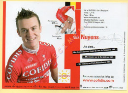 Cyclisme : Nick NUYENS – Equipe COFIDIS 2007 – Format 20 X 14 Cm (signature Imprimée Sur La Carte) - Cycling