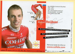 Cyclisme : Mathieu HEIJBOER – Equipe COFIDIS 2007 – Format 20 X 14 Cm (signature Imprimée Sur La Carte) - Cycling