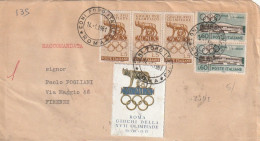 RACCOMANDATA 1961 3X5+2X60 + ERINNOFILO TIMBRO CONI FORO ITALICO (XT3975 - 1961-70: Poststempel