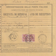 RICEVUTA RITORNO 1903 2X10 TIMBRO PIANSANO ROMA (XT3757 - Poststempel