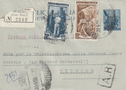 INTERO BIGLIETTO POSTALE 1953 L.25+40+15 RACCOMANDATO TIMBRO VITERBO (XT3736 - Stamped Stationery