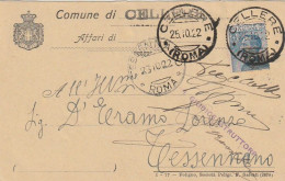 CARTOLINA POSTALE 1922 C.25 TIMBRO CELLERE TESSENNANO (XT3728 - Marcophilie