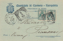 CARTOLINA POSTALE 1906 2X5 TIMBRO PIANSANO CORNETO-TARQUINIA (XT3721 - Storia Postale