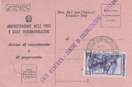 AVVISO RICEVIMENTO 1952 20 TIMBRO VITERBO (XT3711 - 1946-60: Marcophilie