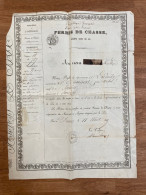 PERMIS DE CHASSE 1849 - 2EME REPUBLIQUE - SUR PAPIER TIMBRE PERIODE MONARCHIQUE AVEC RECTIFICATION - Lettres & Documents