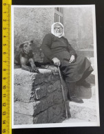 #16    Anonymous Persons -  Old Woman Femme - With A Dog - Anonymous Persons