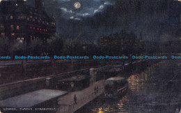 R041397 London. Thames Embankment. By Night. Tuck. Oilette - Autres & Non Classés