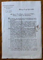 CIRCOLARE DI POLIZIA  - BOLOGNA 24/4/1815 - "..parecchie Bande Di Disertori Napoletani Infestano Le Campagne ...." - Historical Documents