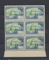Belgisch Congo Belge Num 296 MNH XX Bloc De 6 Bdf - Unused Stamps