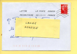 Oblitération Mécanique : FRANCE LA POSTE – 22865A Du 021/1/2011 (voir Timbre) - Mechanische Stempels (varia)