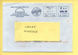 Oblitération Mécanique : R F LA POSTE – Bleu / 01 BOURG CCT1 Du 08/11/2011 / Camions Et Bus MAN - Mechanical Postmarks (Other)