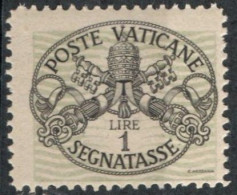 Vatican 1945, Postage Due 1 L Grey Paper With Wide Grey-green Lines 1 Value Mi P10-yII  MNH - Impuestos