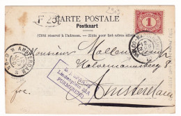 Amsterdam Nederland 1900 Cachet Venloo Maastricht Spaans Grand Bazar Liège Bruxelles Gare Du Nord Belgique - Cartas & Documentos