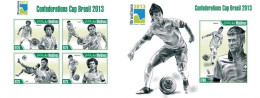 Maldives 2013, Football World Cup In Brasil, 4val In BF +BF IMPERFORATED - Maldives (1965-...)