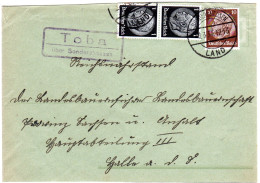 DR 1934, Landpost Stpl. TOBA über Sondershausen Auf Brief M. 10+2x1 Pf. - Cartas & Documentos