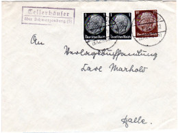 DR 1935, Landpost Stpl. TELLERHÄUSER über Schwarzenberg Auf Brief M. 10+2x1 Pf. - Covers & Documents