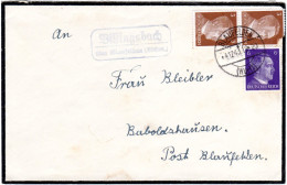 DR 1943, Landpost Stpl. BILLINGSBACH über Blaufelden Auf Brief M. 6+2x3 Pf. - Cartas & Documentos