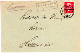 DR 1931, Landpoststempel NOTTLEBEN Gotha Land Auf Briefteil M. 15 Pf. - Lettres & Documents